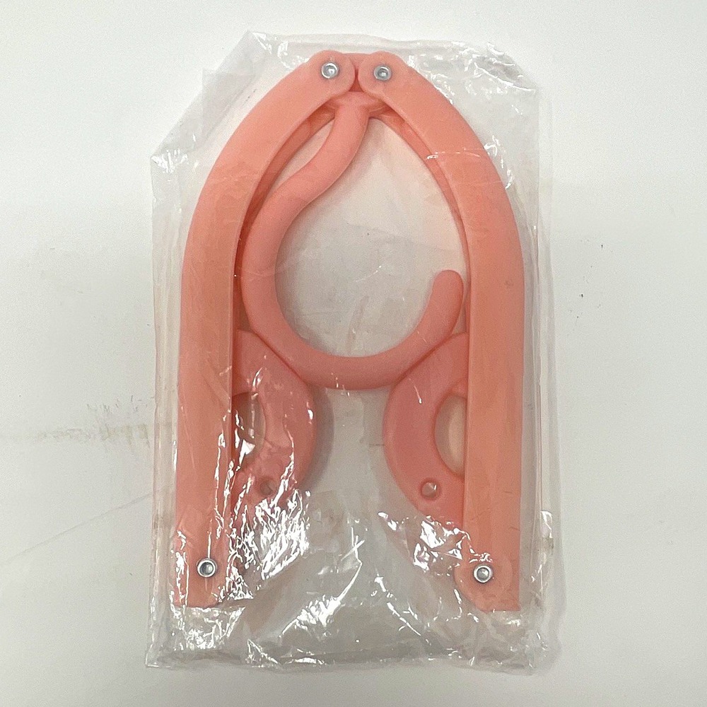 Travel Size Foldable Clothes Hanger Pink Plastic New in Plastic